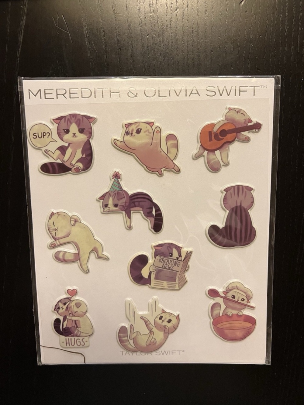 Rare Official Taylor Swift Merch Cats Meredith and Olivia Swift 3D Sticker Sheet